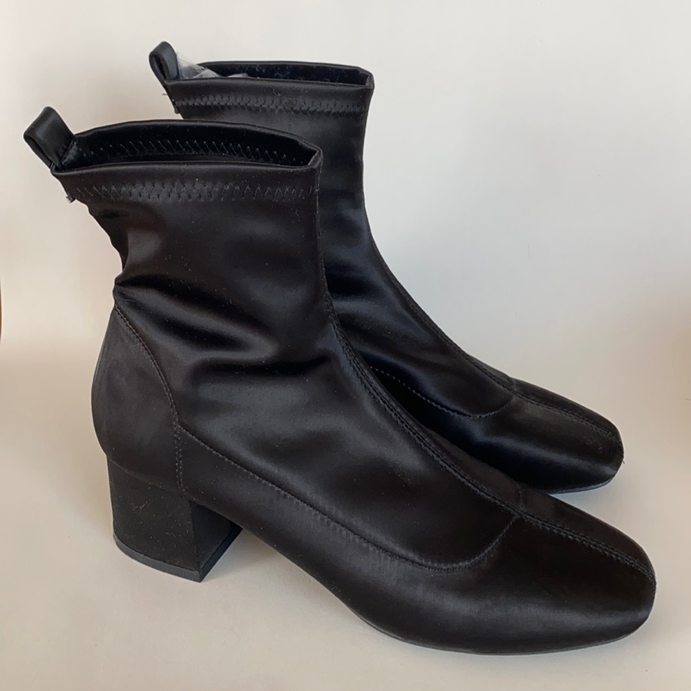 Black Satin Sock Booties sz 8
